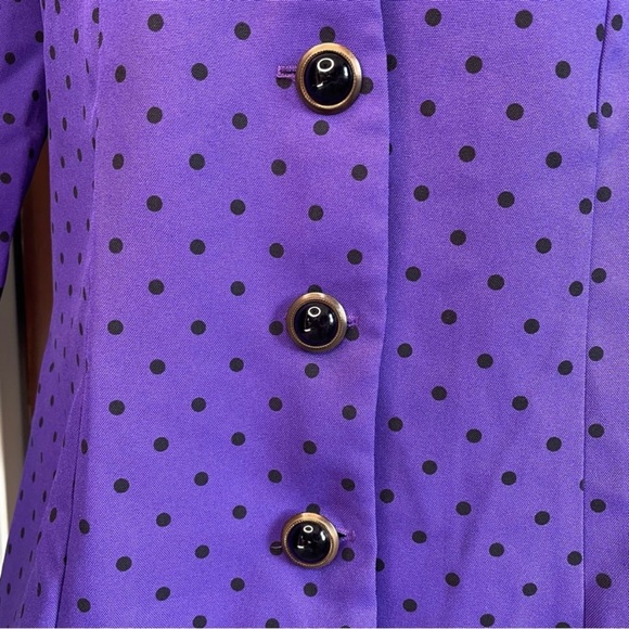 Classic Apparel Women’s Purple Black Polka Dot Jacket Blazer Size 12 - Picture 5 of 10